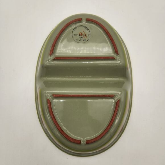 Himark Made In Portugal Moss‎ Green With Terracotta Rim 12" Divided Serving Dish - Picture 6 of 7